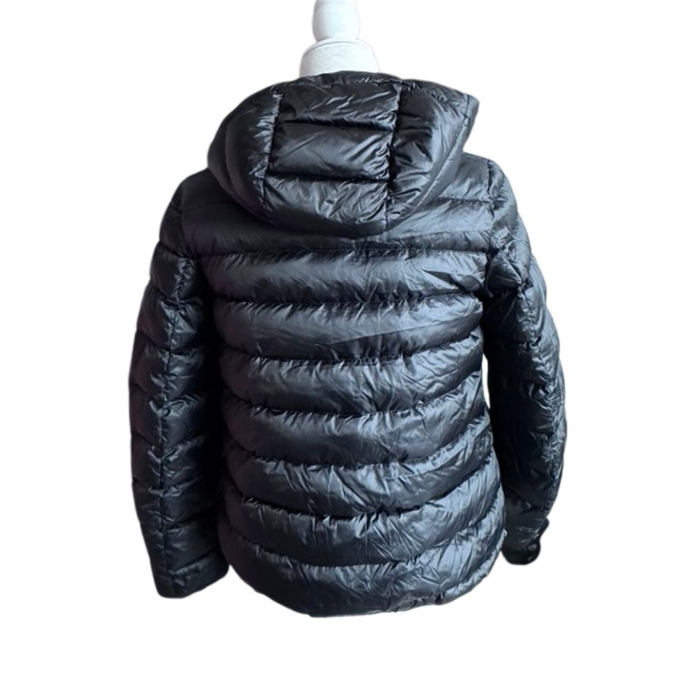 Add Down Puffer Jacket Black Reversible Hood Sz 0 - image 2